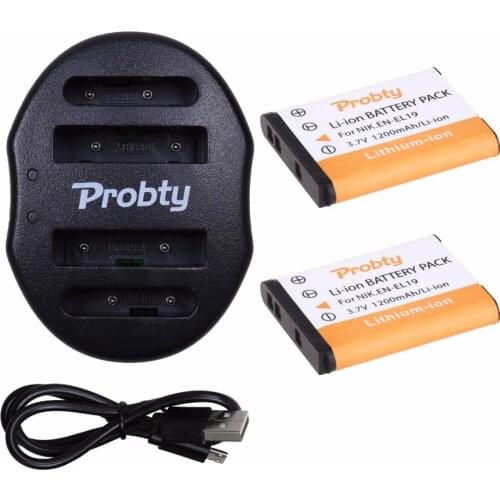 2Pcs PROBTY EN-EL19 EN EL19 Battery + USB Dual Charger For Nikon S2500 S2600 S2700 S3100 S3200 S3300 S3500 S4100 S4150 S6500