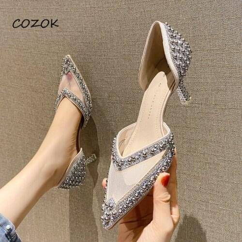 Womens Shoes 2021 Fashion Women Party Pearl Sexy High Heels Korean High Heels for Women