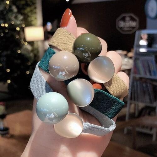 Woman Acrylic Ball Hair Ties Colorful Scrunchies Ponytail Holder Girls Elastic Hairband Rubber Rope Ladies Accessories
