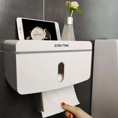 Zq Toilet Tissue Box Toilet Waterproof Paper Tube Punch-Free Wall Hanging Tissue Paper Roll Paper Toilet Paper Rack