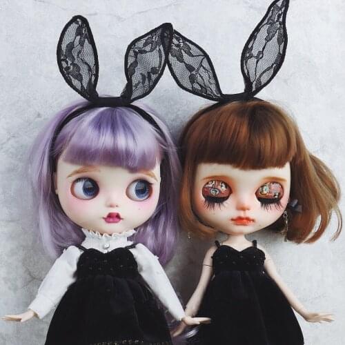 1/6 fashion doll accessories sexy black lace bunny Headband for blyth doll wig accessories rabbit hair accessories for barbie
