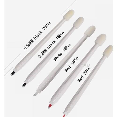 10 PCS Disposable Microblading Eyebrow Pen with 18 Pin U Shape Needle Blades Expiration Date /Lot NO Shading Eyebrow Tattoo Pen