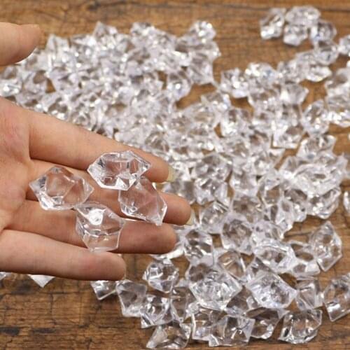 100pcs Reusable Clear Fake Ice Cubes Artificial Acrylic Crystal Cubes Whisky Drink Display Photography Props Wedding Party Decor