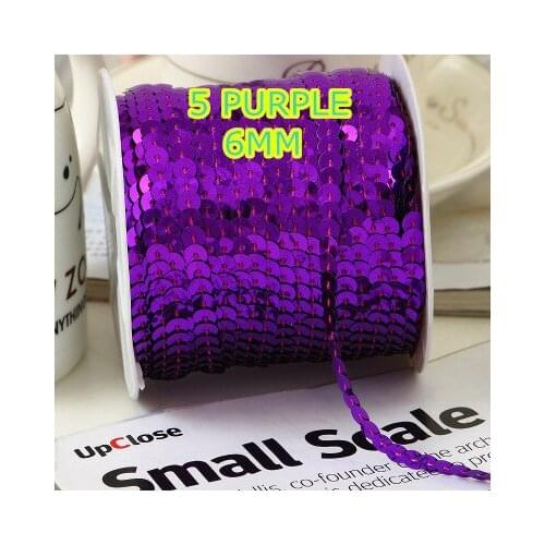 100 Yards 6mm Round Sequins Trim, Sold per Packet of 1 Roll(100 Yards)-5 Purple Confetti