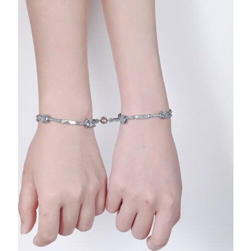 2Pcs Minimalist Lovers Matching Friendship Bracelet Rope Braided Couple Distance Couple Magnetic Bracelet Lover Jewelry