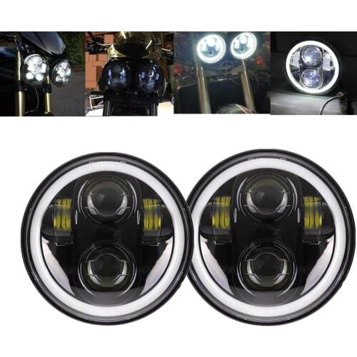 2pcs 80W White Halo Ring 5.75 Inch LED Headlight For Triumph Rocket iii 3 Thunderbird 40W Motorcycle Accessories