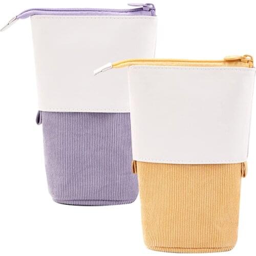 2 Pieces Of Vertical Pencil Case Bag Pen Telescopic Bag Stationery Box Transformer Pencil Case Standing Pencil Bag Stationery