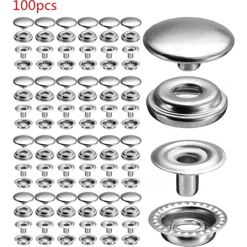 25 Sets Silver Snap Button Sewing Button Fastener Sewing Leather Craft 15mm for Canvas Leather Craft Jackets Bags Clothes Sewing