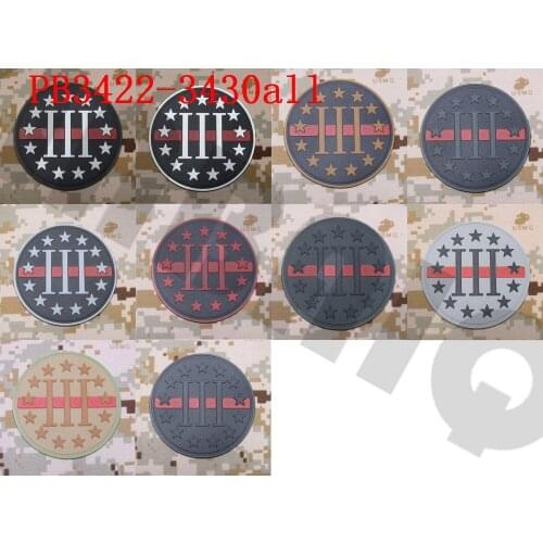 3D PVC Patch The thin Red Line 3% III PERCENT DEFEND LIBERTY