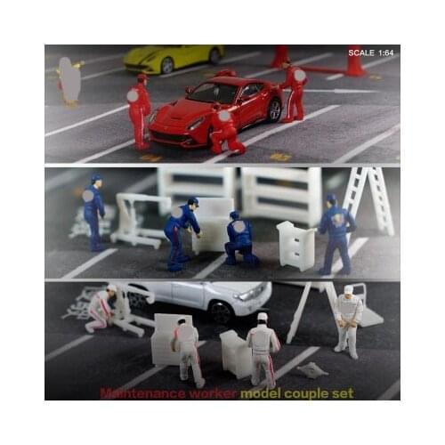 4pcs maintance worker 1:64 repairman doll Model scene Set Repairer decor garage workers toy figures