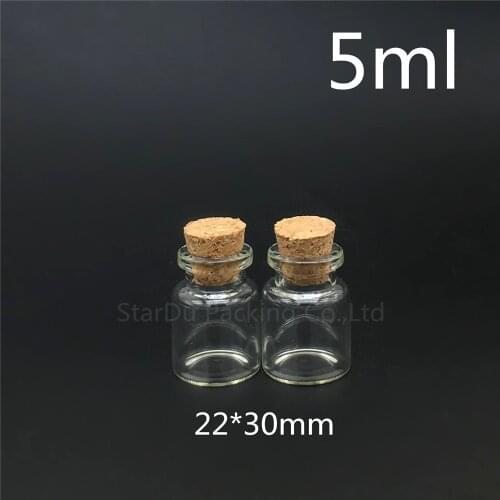48pcs 5ml Small Cute Mini Cork Stopper Glass Bottles Vials Jars Containers 5cc Small Wishing Bottle with Cork