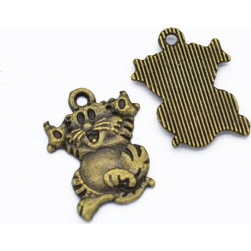50pcs/lot 17x13mm Antique Silver/Antique Bronze Zinc Alloy Cat Animal Coin Charms Pendant For Jewelry Making