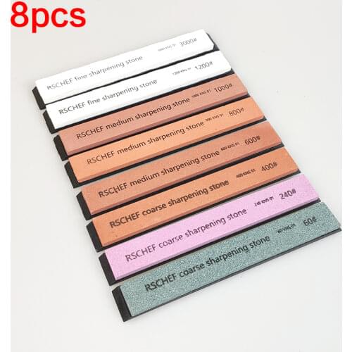 8pcs 120 400 800 1200 2000 3000# Professional Grindstone Whetstone Single knife sharpener sharpening stone Honing System