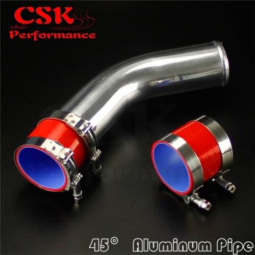 45 Degree 76mm 3" Aluminum Intercooler Piping pipe Tube hose + Silicone hose w/ T-clamps