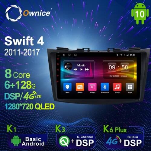 Android 10.0 6G+128G Car Radio Stereo for Suzuki Swift 4 2011 2015 2016 2017 Auto Audio GPS 4G LTE System head unit 1280*720