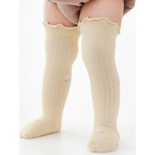 Children Anti Slip Knee High Socks With Print For Girls Boys Kids Toddlers Baby Cute Funny kawaii Frilly Ruffle Lace Long Sock