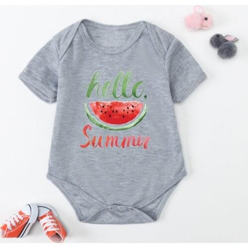 0-24Months Baby Rompers Hello Summer Cute Watermelon Infant Jumpsuits 0-24M Boys Girls Short Sleeve Clothes Cotton Outwear Tops