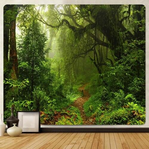 Virgin forest home decoration art large size tapestry hippie bohemian decoration psychedelic scene background cloth tapestry
