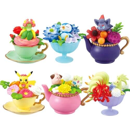 Pokemon Figurine Flower Cup Collection Chansey Doll Pikachu Togepi Ninetales Piplup Action Figure Decoration