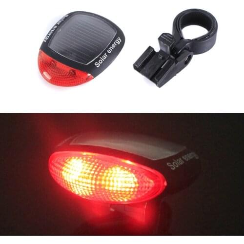 High Quality Solar Power Bike Bicycle LED Cycling Tail Rear Red Light Lamp Taillight Clamp Warning Tail Light N66