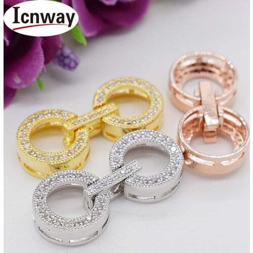 Rhinestone inlay Gold&silver Plated Clasp 9.5*22mm Jewelry Accessories For DIY bracelet necklace Free shipping wholesale