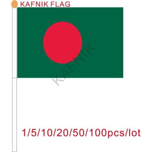 KAFNIK ,10/20/50/100pcs Bengal flag Banner free shipping Hand waving Flag Bengal National Flag 14*21 cm