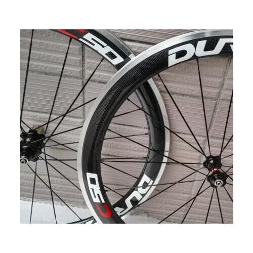 Chinese oem decal 700C ace carbon clincher road bike wheels 50mm with Alloy Brake surface