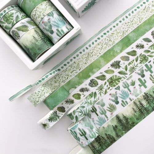 Adhesive Diy Scrapbooking Green Leaves Cactus Washi Tape