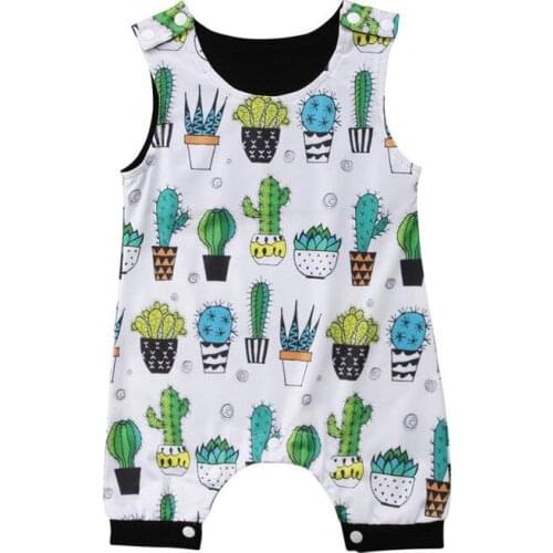 Pudcoco Newborn Baby Boy Girl Clothes Cactus print Sleeveless Romper Jumpsuit Baby Summer Clothing 0-24M