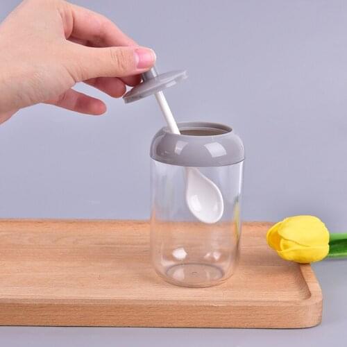 Cute With Spoon Seasoning Bottle Transparent Storage Box For Salt Spices Jar Powder Pepper Seasoning Kitchen Household