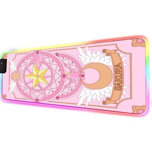 MRGLZY Cardcaptor RGB Sakura Anime Gaming LED Mouse Pad Large 40x90cm Player Cute Big Locking Laptop Notebook Desk Mat XXL