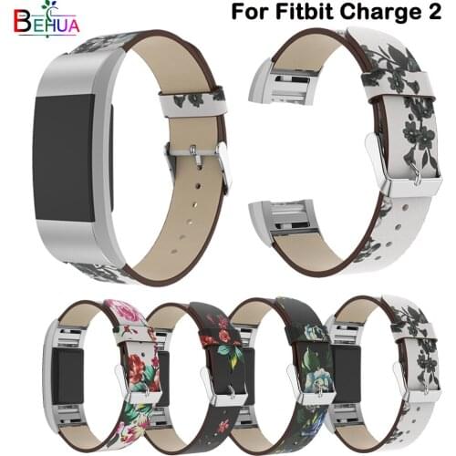 Leather Sport watchband For Fitbit Charge 2/Charge2 smart watch Replacement Pattern luxury fashion bracelet Wristband Accessorie