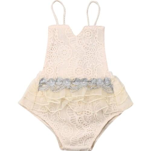 Lace Toddler Infant Baby Girl Summer Bodysuit Jumpsuit Backless Playsuit Sunsuit Princess Party Wedding Romper Dresses 3-24M
