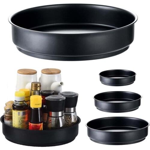 Kitchen 360 Rotating Stainless Steel Tray Storage Container Spice Food Jar Snack Cosmetic Condiment Shelf Bathroom Living Room