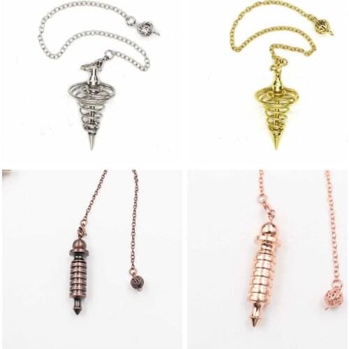 Metal Dowsing Spiritual Pendulum Healing Divining Scrying Point Ball Coil Copper Pendulum Pendant Metal Charms Chains Jewelry