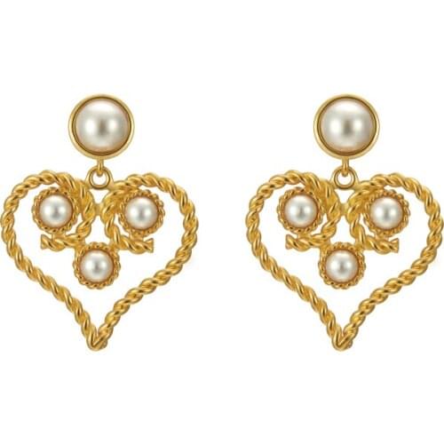 Fashion Roman Big Geometric Round Heart Pearl Rhinestones Earrings Shiny Crystal Elegant Jewelry Gift