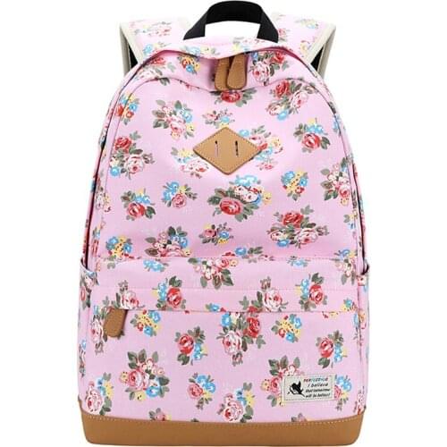 Fashion Water Resistant Canvas Women Backpack Flower Printing Female School Rucksack Girls Daily College Laptop Bagpack