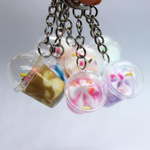 Fashion Funny Simulation Resin Big Ice Cream Cup Key Chain Creative Jewelry Gifts Decor Bag Keychains Crafts