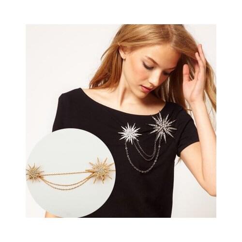 New fashion Star-shaped rhinestone tassel chain brooch For Women girl Accessories jewelry wholesale