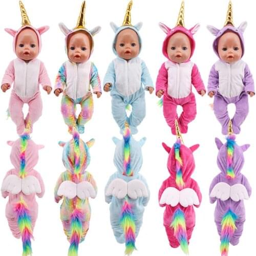 New Pattern Fashion Unicorn Suit Fit 18Inch American 43cm Baby Doll Clothes Accessories,Girls Toys,Generation