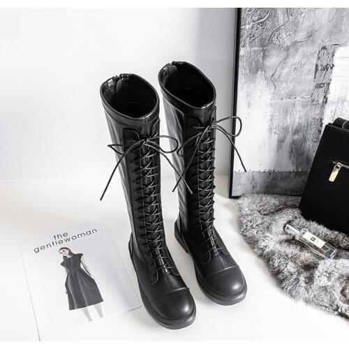 Stretch boot strap knee-high knighthood 41-43 large fat leg skinny boot womens plus size boots womens platform heels