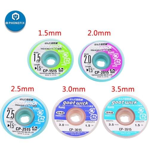 100% Japan Goot Wick Desoldering Braid Solder Wire Welding Solder Remover Wick Wire 1.5/2.0/2.5/3.0/3.5mm BGA Soldering Repair
