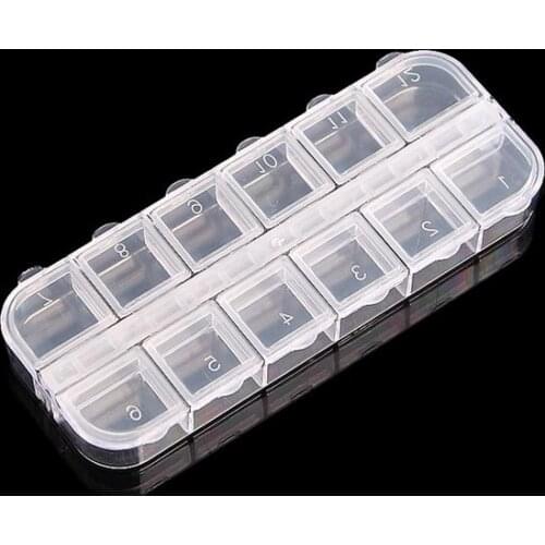 Wholesale 600pcs Storage Box Case for False Nails Eyelashes Scrapbooking Buttons Rhinestones Gems 12 Cell Jewlery Organizers SN