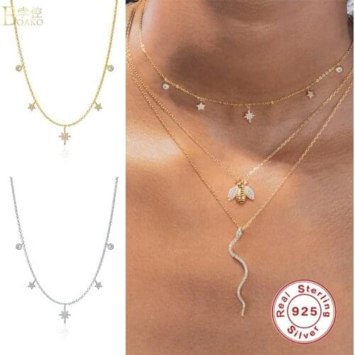 BOAKO Anise Star Necklace For Women 2020 Silver 925 Jewelry Necklace Charms Chains For Fine Jewelry Choker Bijoux Femme #12.4