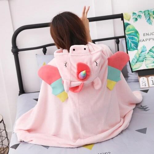Lovely Unicorn Plush Cloak Soft Cartoon Cloak Anime Soft Hoodie Pajamas Animal Blanket Warm Cloak Birthday Valentine Gifts