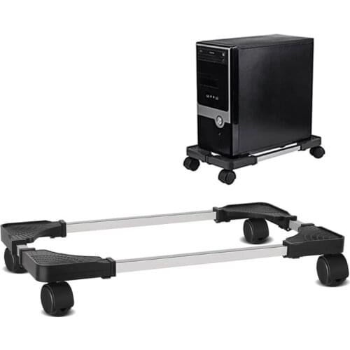 Mobile CPU Stand Computer Tower Holer with Locking Caster Wheel & Adjustable Width Fits Most Gaming PC Under Home Office AXYB
