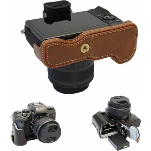 Portable Pu Leather Case Protective cover Half Body Base For Canon EOS M50 m 50 Camera bag with Battery Opening