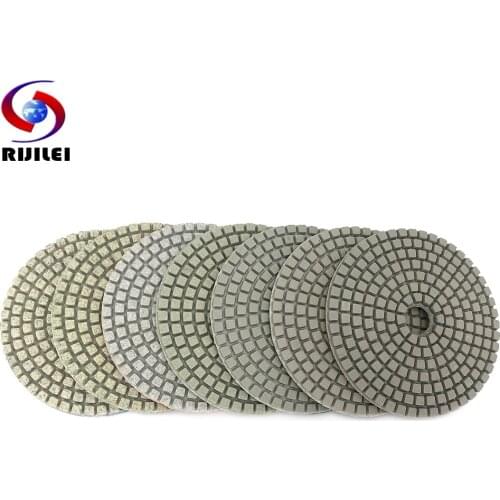 RIJILEI 10PCS 4Inch Diamond Polishing Pad 100mm Wet Flexible White Polishing Pads for Stone Concrete Floor Free Shipping HC14
