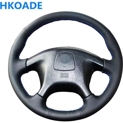 DIY Hand-stitched Black Artificial Leather Accessories Steering Wheel Cover For Mitsubishi Pajero Old Mitsubishi Pajero Sport