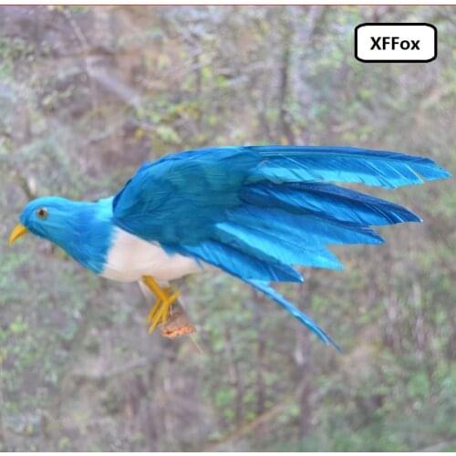 Blue simulation wings model foam&furs cute bird toy gift about 22cm xf0553